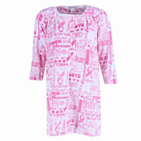 Women's Plush Pink Ribbon Sleep Gown Durable Reinforced Seams