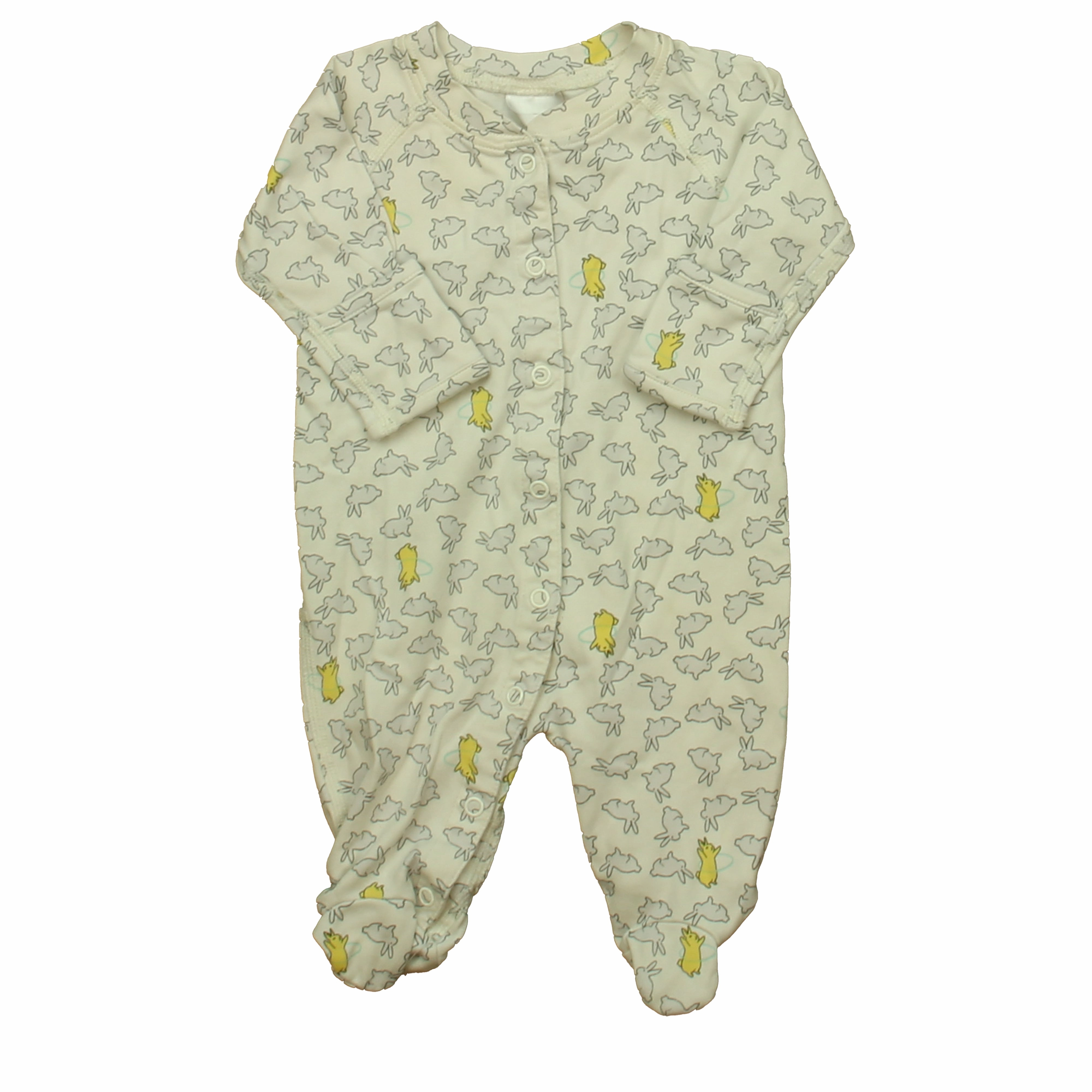 Hanna Andersson Unisex Ivory Bunnies 1-piece footed Pajamas LowProfile Stitching Odor Control Treatment