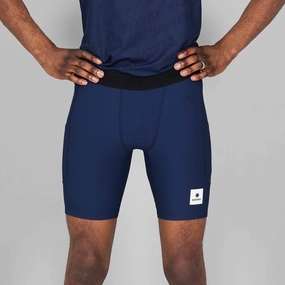 SAYSKY | Men's Combat  Rib Short Tights 8" - Blue Reinforced Stress Point Stitching