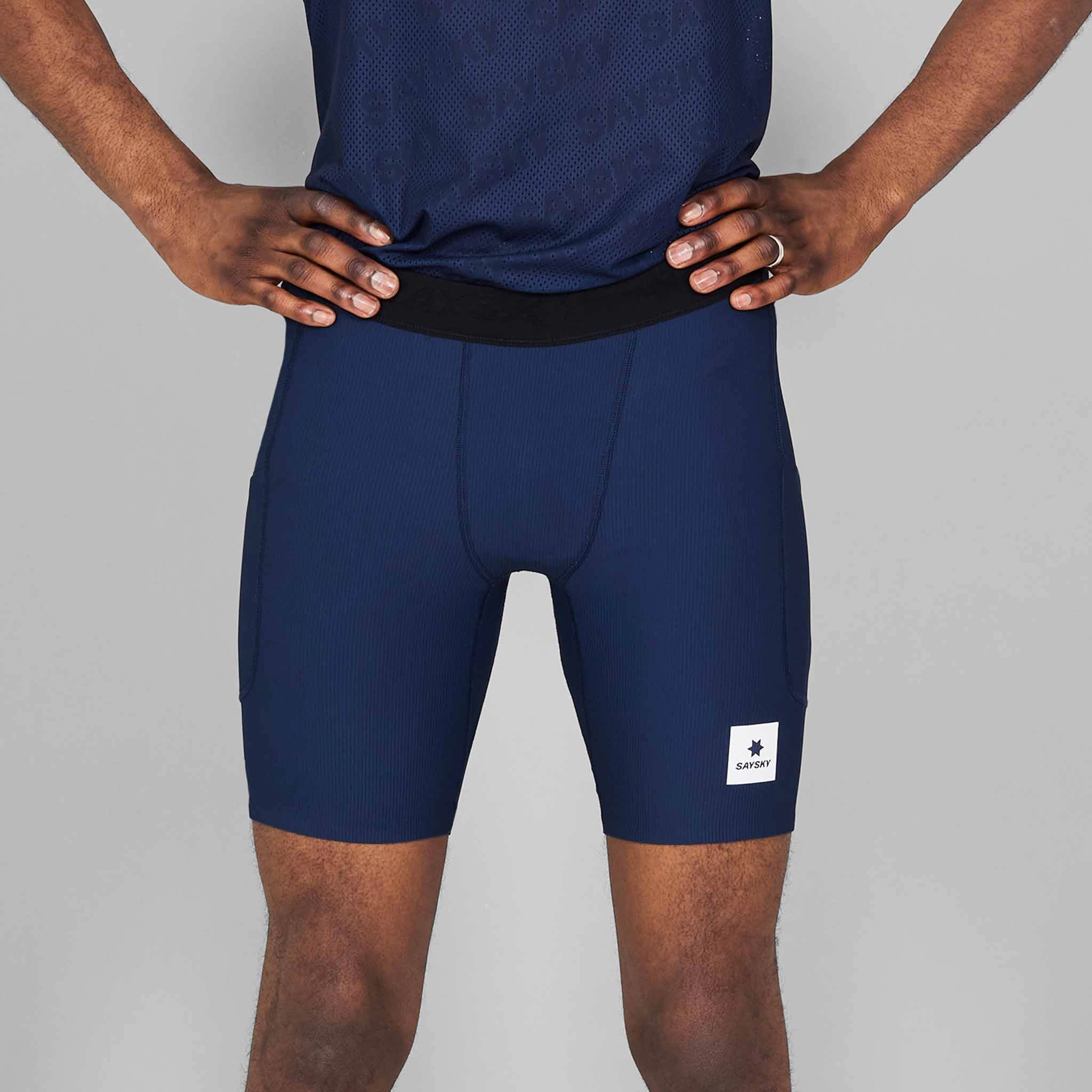Thumbhole Cuff Design Unisex Performance SAYSKY | Men's Combat  Rib Short Tights 8" - Blue