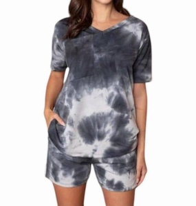 Eco Friendly Design SnagFree Fabric Ellie Tie Dye Short Set In Charcoal