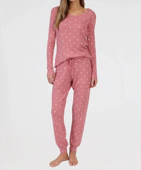 Star Thermal Pajamas In Pink Reinforced Neckline