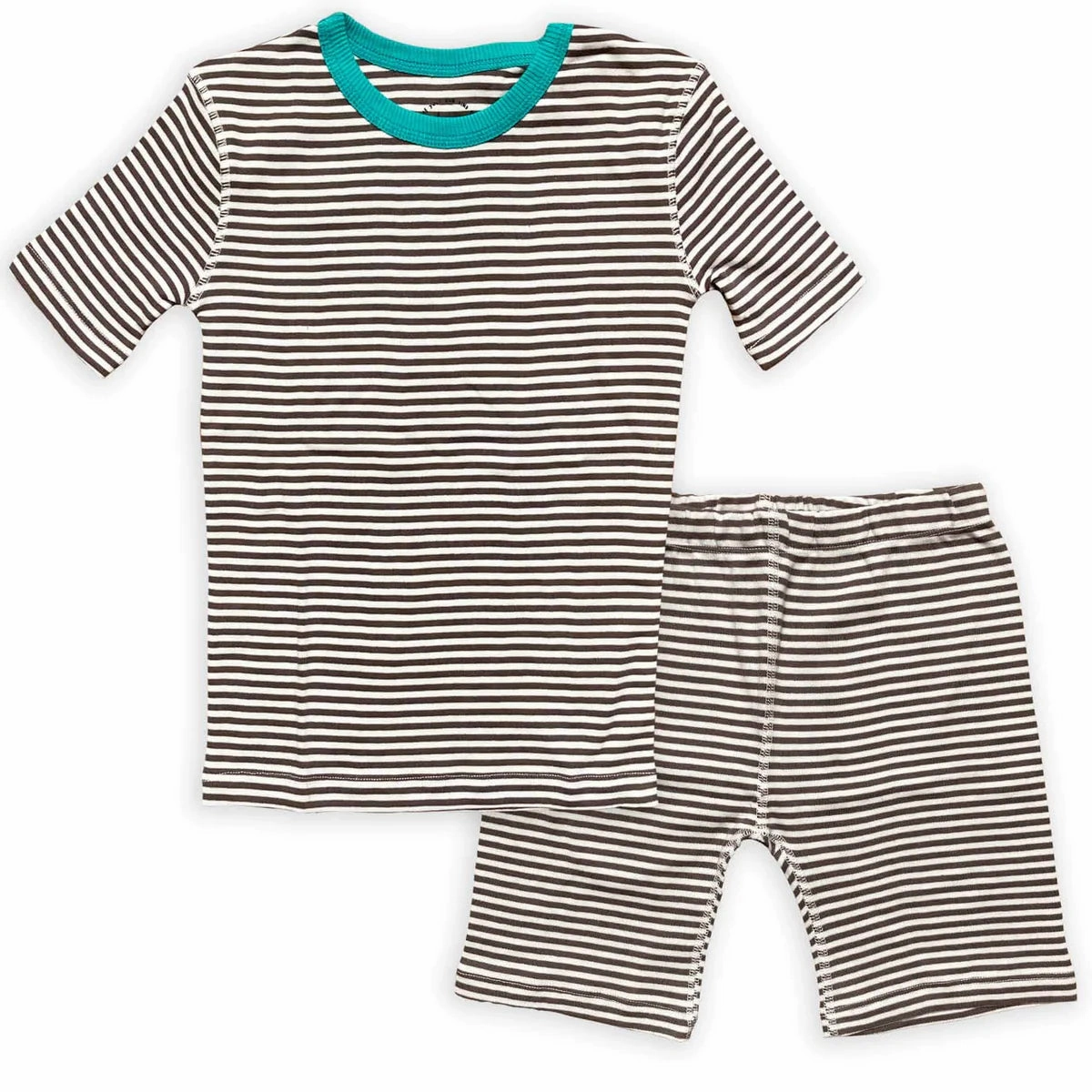 Double Layered Collar Mightly Unisex Gray Stripe 2-piece Pajamas