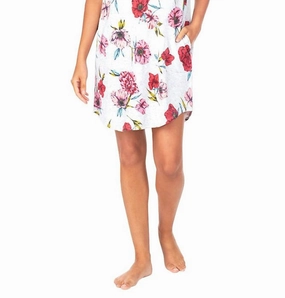 Hypoallergenic Textiles Short Sleeve Sleep Pajama Shirt In Grey Floral