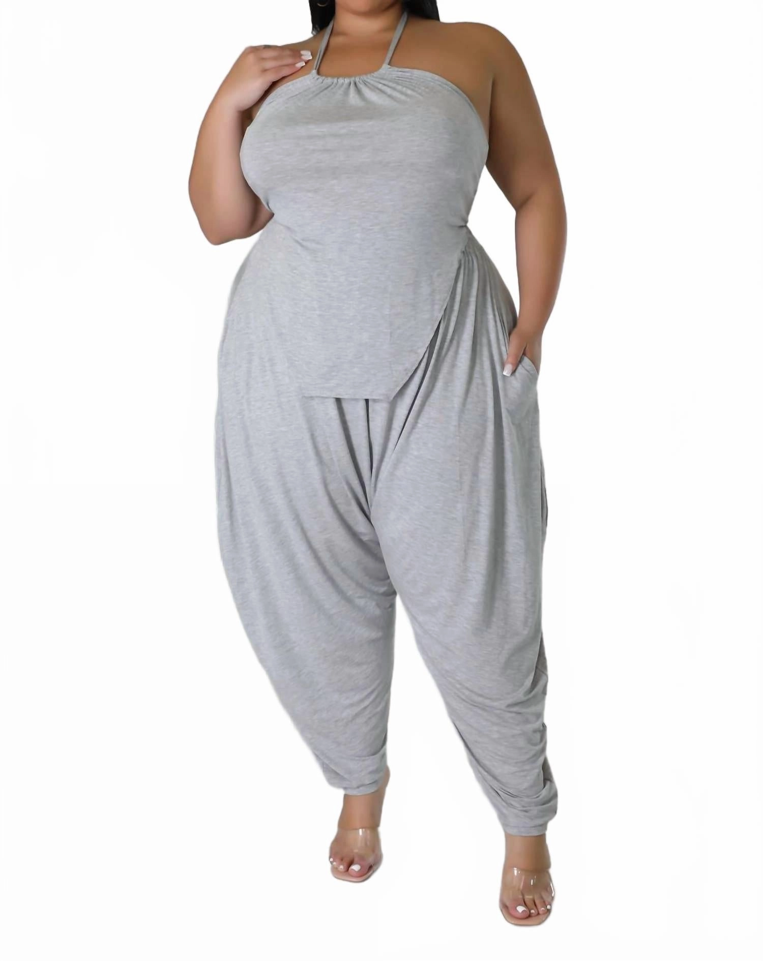 QuickDry Material Non Irritating Seams Women's Malloree Pant Set In Gray