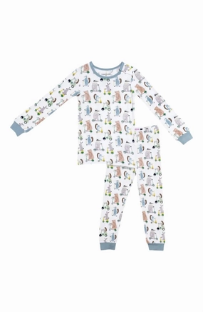 Multi Pocket Design Loose Fit Style Wheel Good Friends 2Pc Toddler Pajama Set In White