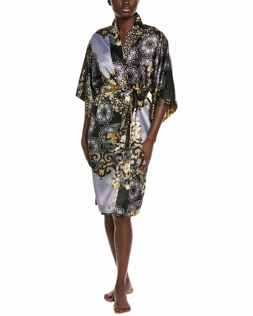 Natori Satin Robe Layered Neckline