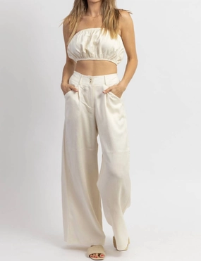 Dropped Shoulder Cut Let's Bounce Bubble Top Set In Cream