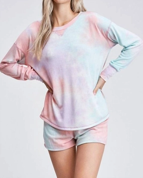 Tequilla Sunrise Tie Dye Shorts Set In Multi Breathable fabric MultiPurpose Loungewear