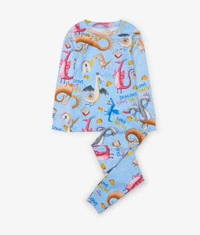Low Maintenance Care Boy's Dragons Love Tacos Pajamas In Sky Blue