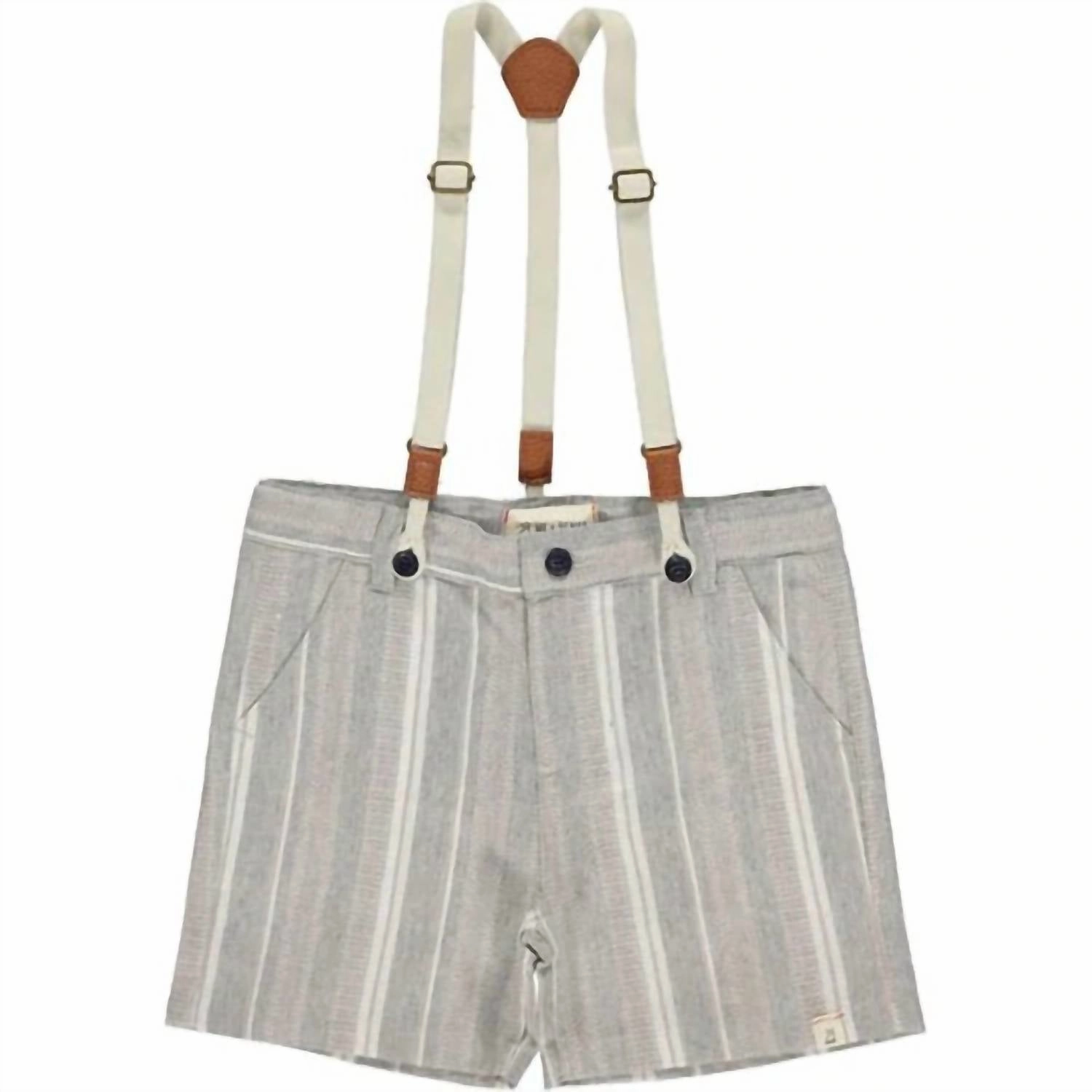 CompressionSupport Boy's Captain Herringbone Shorts With Removable Suspenders In Grey