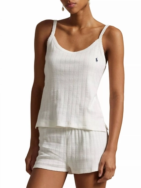 OdorResistant Treatment Pointelle Tank Boxer Pajamas In Egret