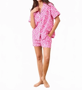 Midweight Fabric Short Pajama Set In Rhinestone Cowgirl Pink