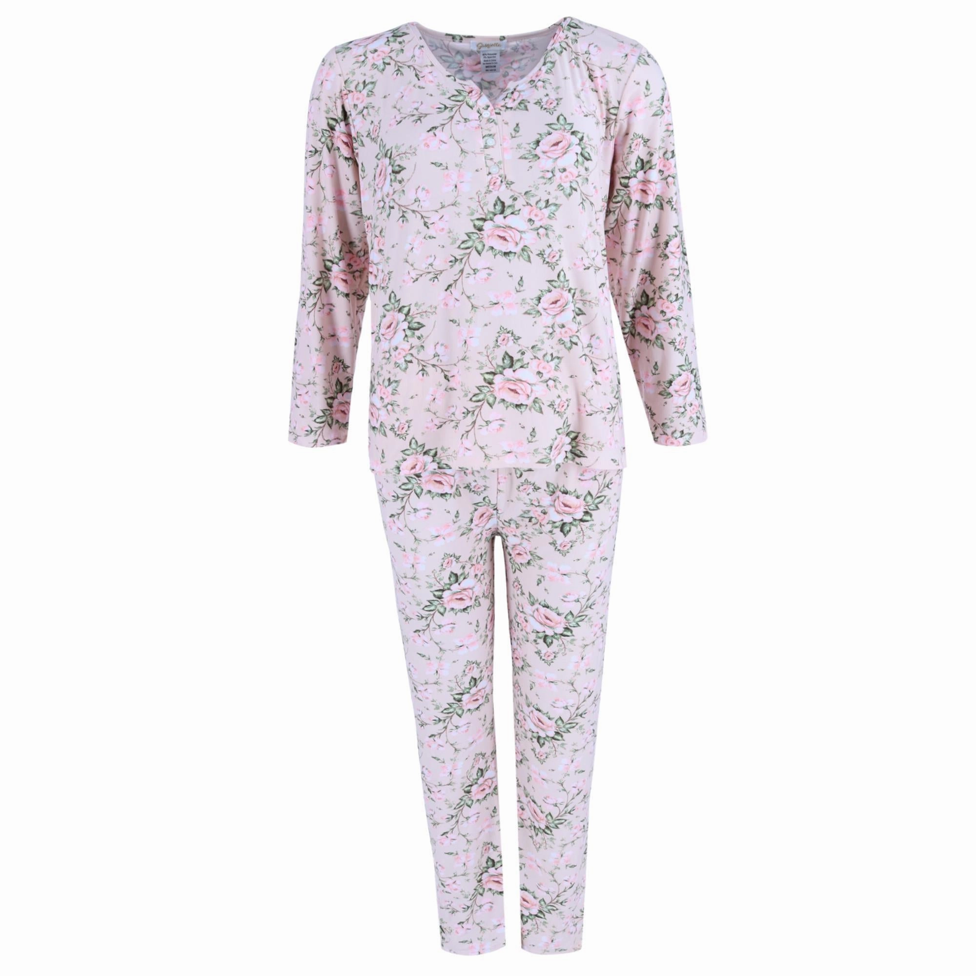 SweatWicking Fabric Lightweight Material Women's Long Sleeve & Pant Pink Floral Set