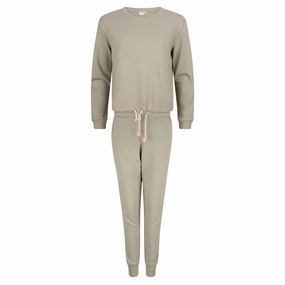 Relaxed fit style Skin Friendly Fabric Organic Cotton Pajamas In Abbey Stone