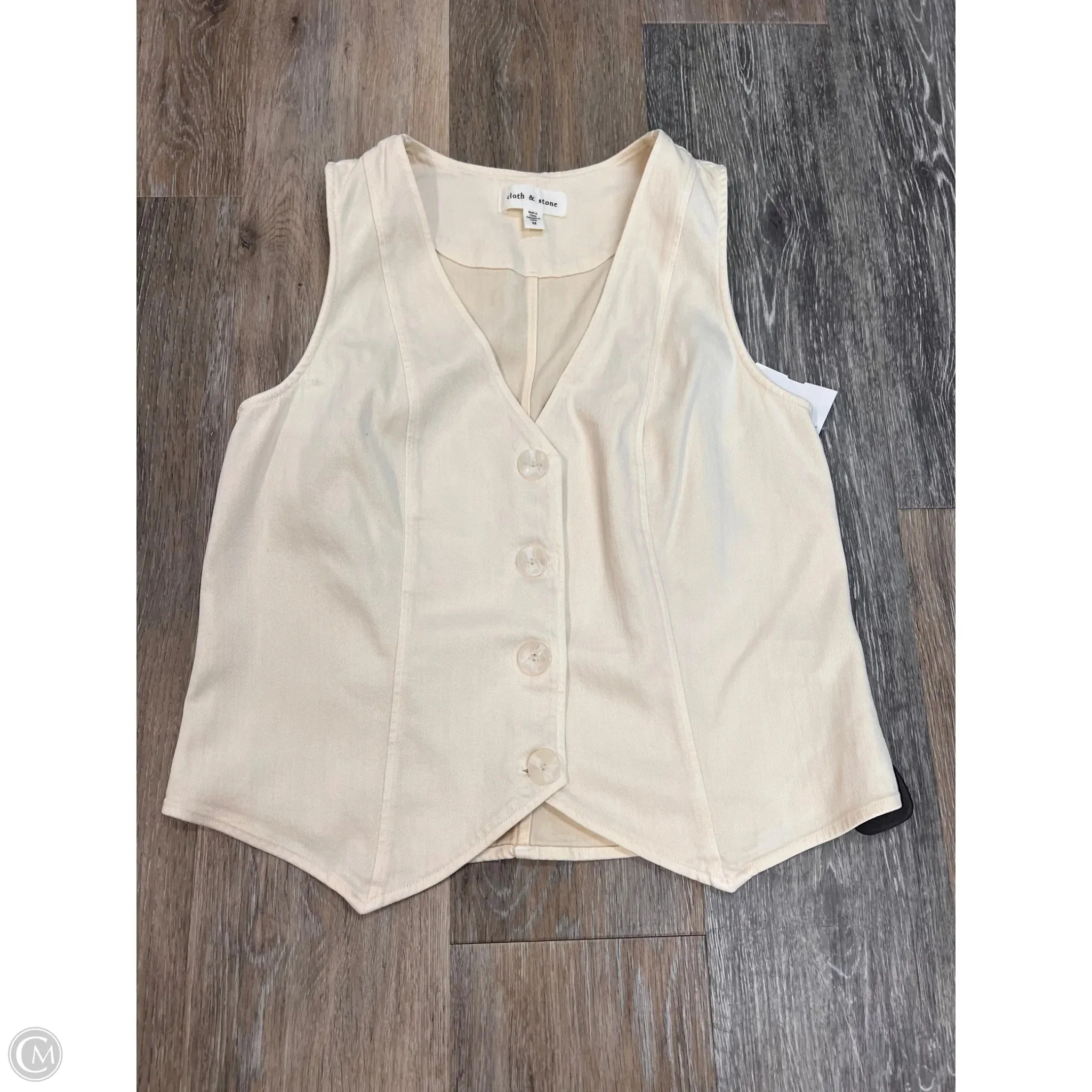 Sporty Sweatshirt Stretchable Material Vest Other By Cloth & Stone In Cream, Size: M