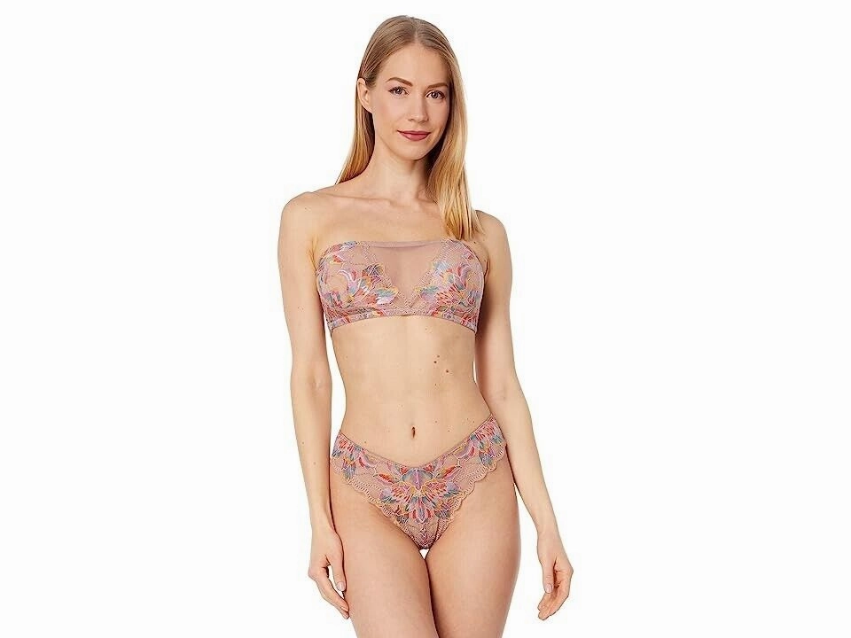 Fade Resistant Dye Hygroscopic Fiber Cosabella Paradiso Bandeau Lingerie Women's P Pink Sheer Floral Stretch ERK299 (Pink,P)
