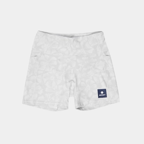 EcoFriendly Dye Process SeamFree Edges SAYSKY | Women's Flower Combat  Short Tights 4" - White AOP