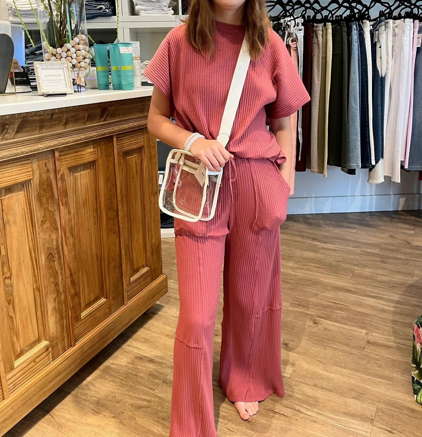 Bella Loungewear Set In Marsala Non Restrictive Waistband
