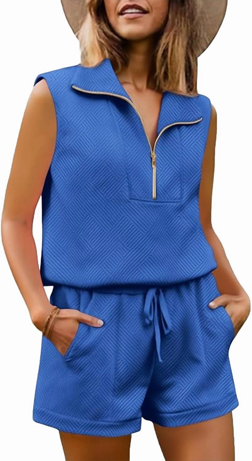 Chelsea Top And Short Set In Blue French Terry AntiPilling Technology