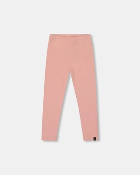 Ribbed Leggings Pink Relaxed Comfort Wear Adjustable Closure