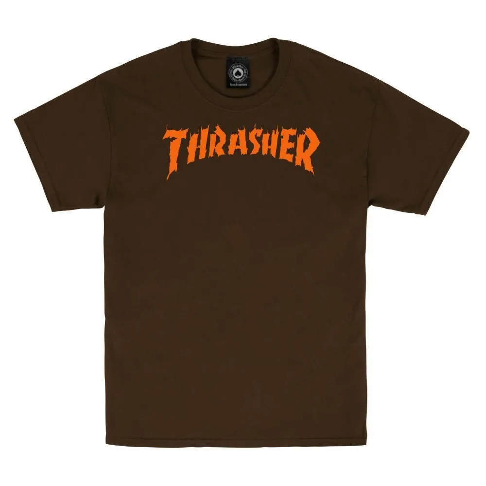 Thrasher Burn it Down T-Shirt - Dark Chocolate Customer Favorite Adult sophistication