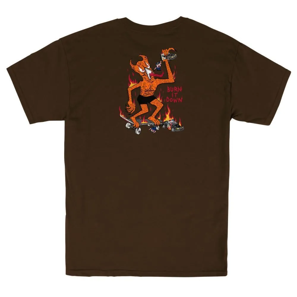 Thrasher Burn it Down T-Shirt - Dark Chocolate Abstract mystery Chill Vibe