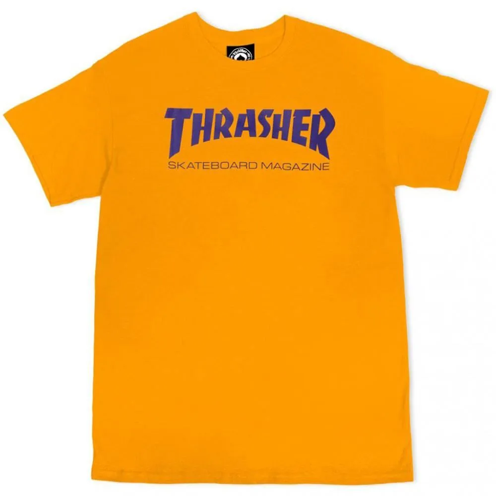 futuristic Thrasher Skate Mag T Shirt - Gold/Purple