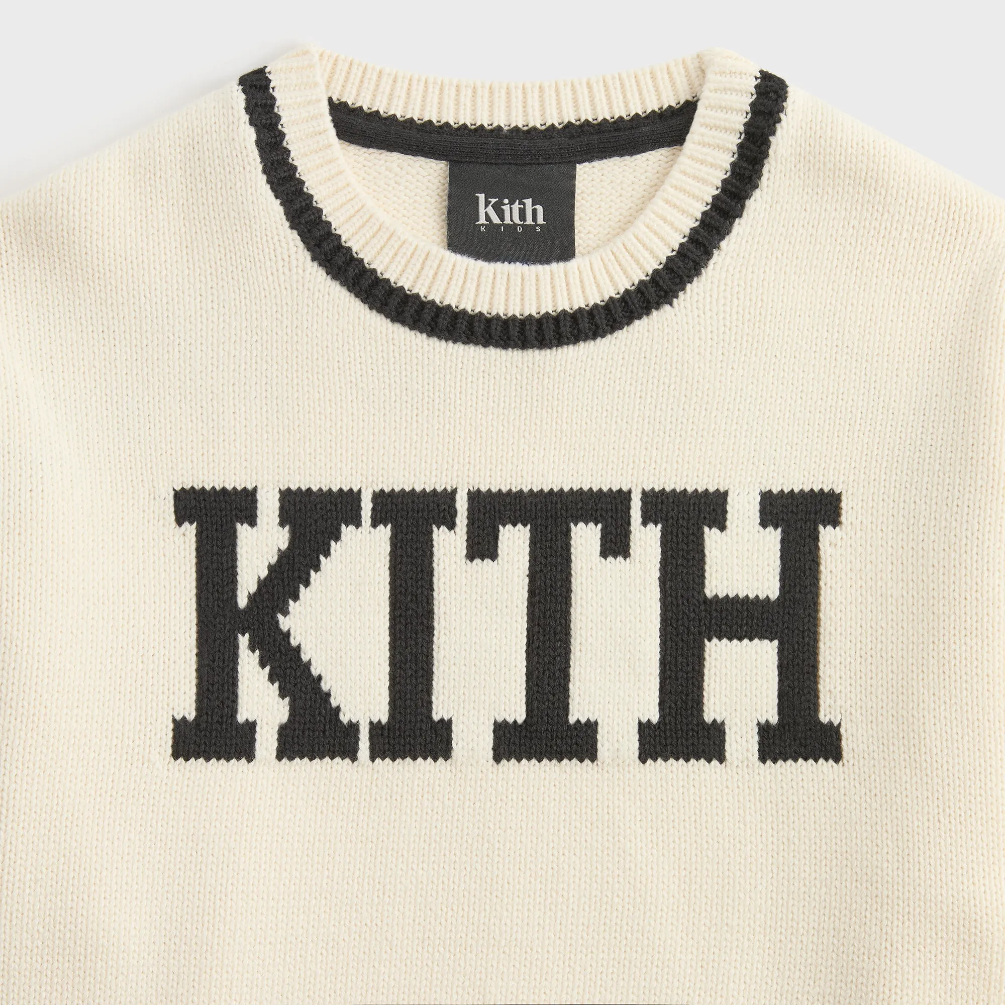 product trendy catchiness Printed Kith Kids Varsity Crewneck Sweater - Sandrift