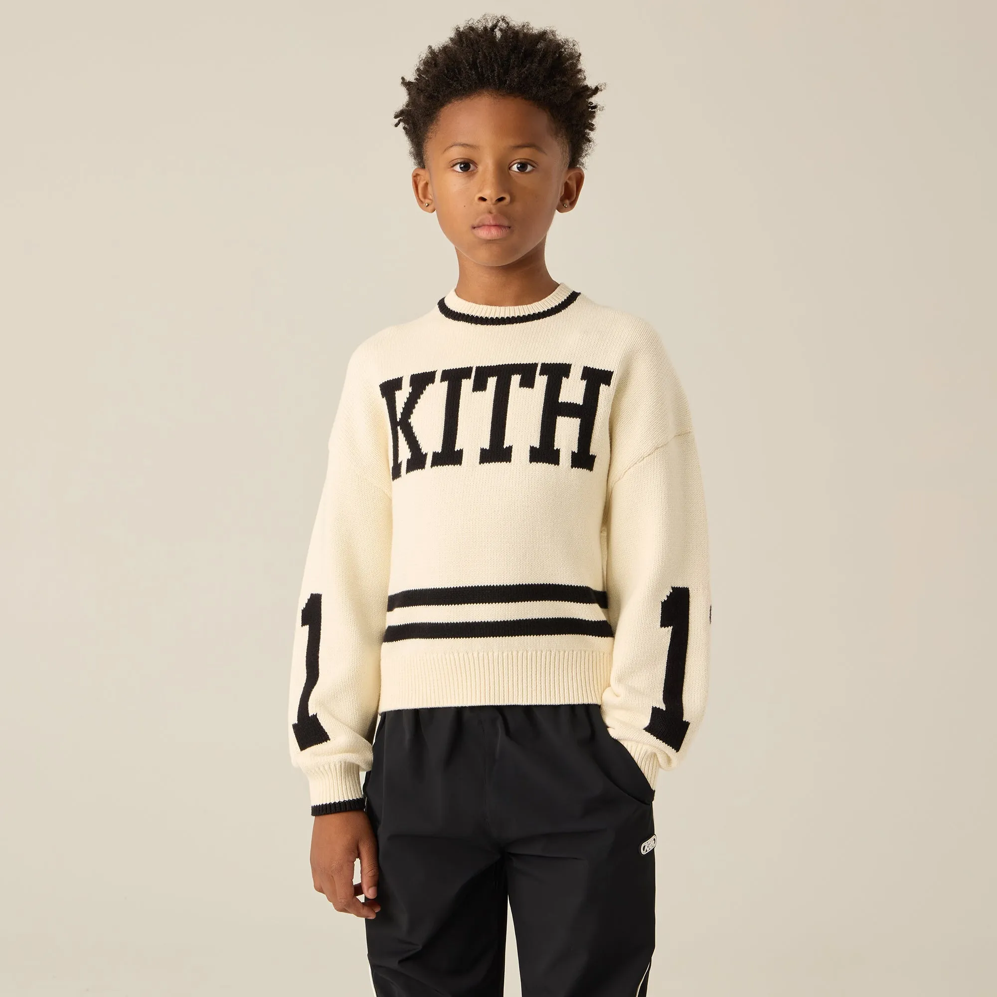 product sock comfort budget-friendly Kith Kids Varsity Crewneck Sweater - Sandrift