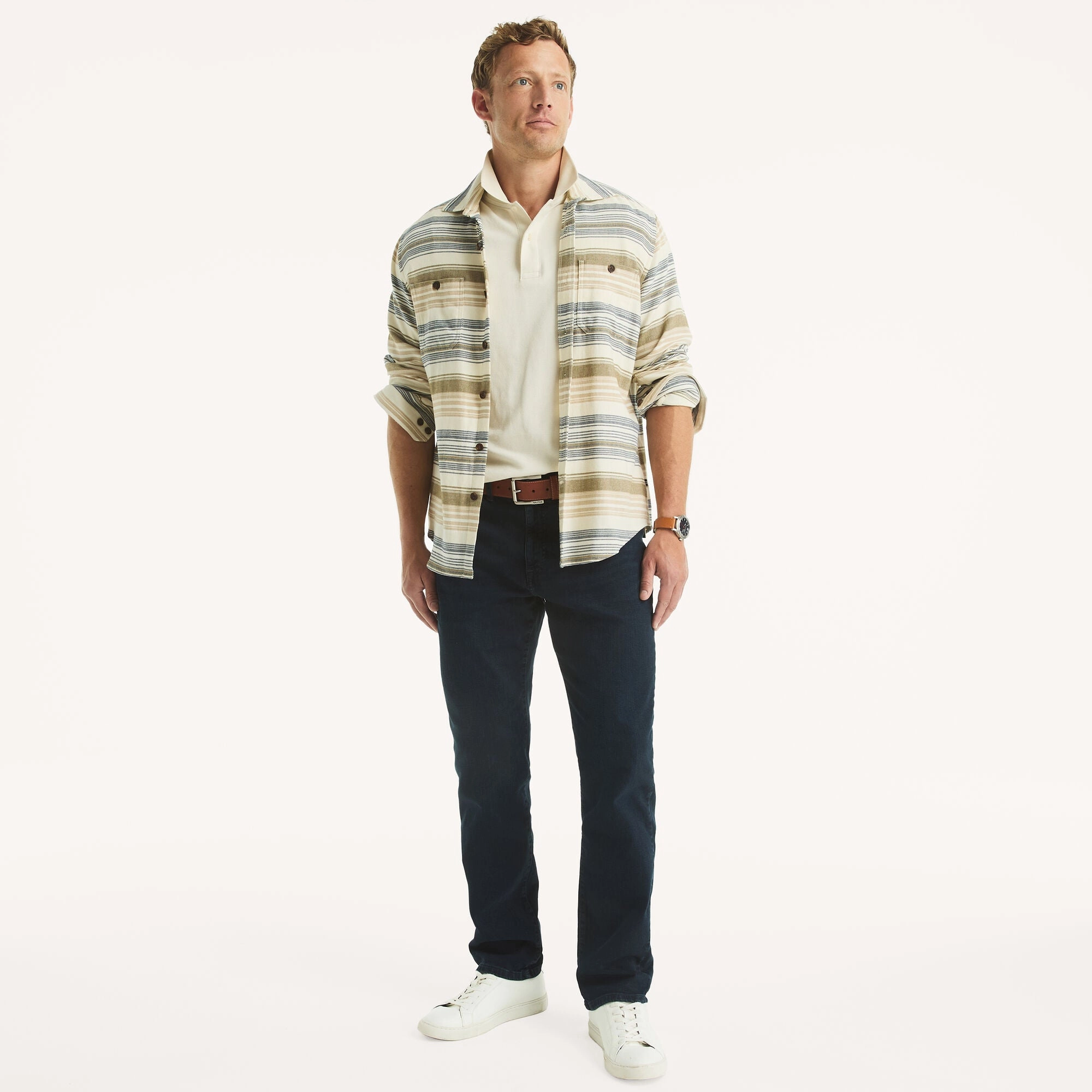Nautica Mens Vintage Straight Stretch Denim Bartack Stitching Sharp Vibe