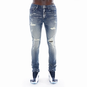 Earthy Modern Minimalist Office Wear PUNK SUPER SKINNY IN BLUE STREAK