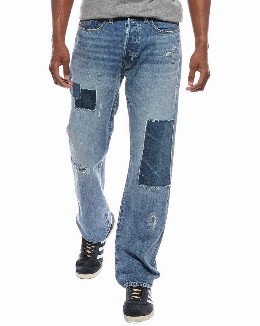 Weekend Style Rainy Day Chill Friendly TODD SNYDER Classic Distressed Wash Straight Fit Jean