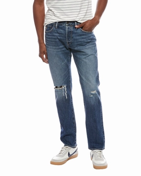 TODD SNYDER Destroyed Blue Wash Slim Fit Jean Flexible Waistband