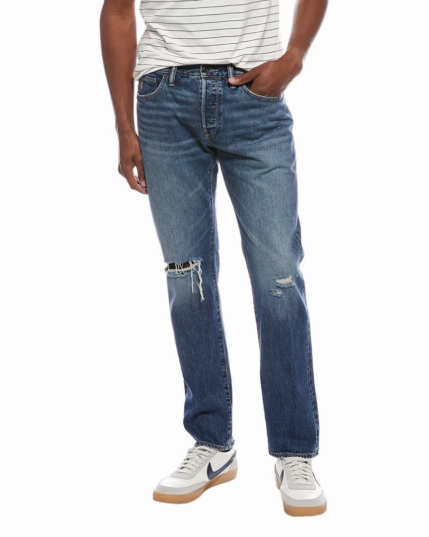 TODD SNYDER Destroyed Blue Wash Slim Fit Jean Flexible Waistband