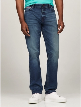 Tommy Hilfiger Men's Denton Straight Fit Dark Blue Wash Jean Go-to Wear