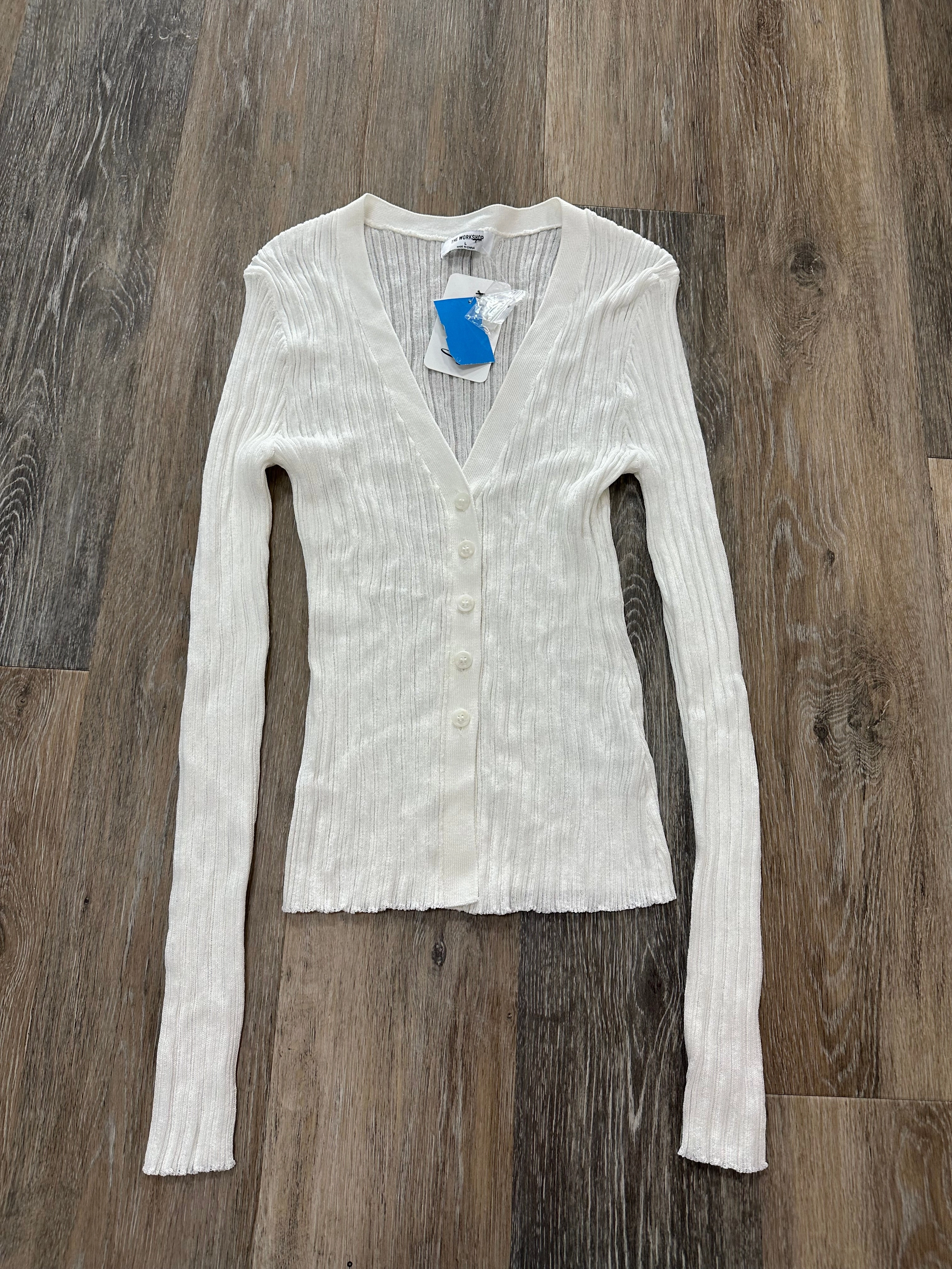 Non Irritating Seams Sweater Cardigan By The Workshop In White, Size: L