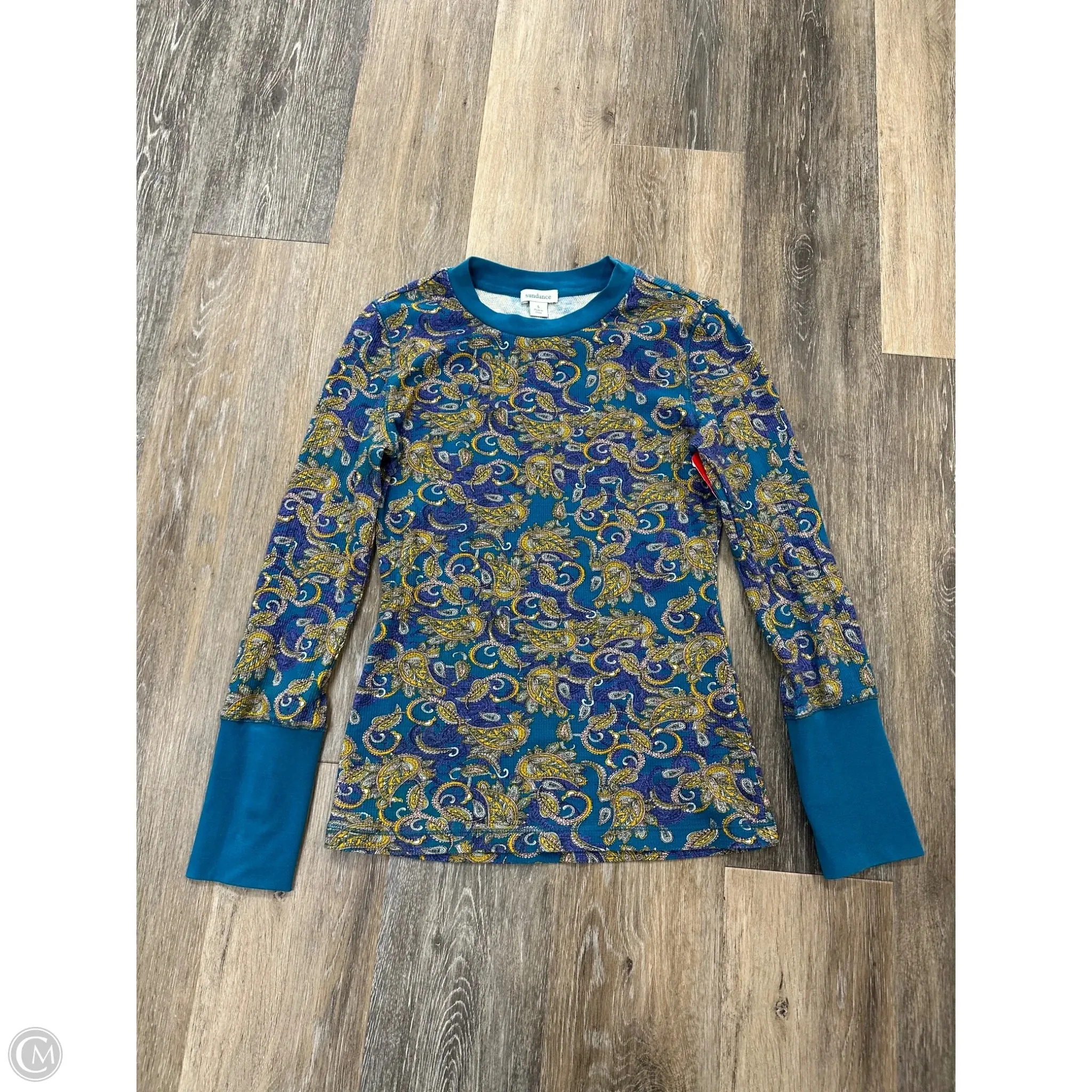 AntiStatic Coating Grid Back Panel Top Long Sleeve By Sundance In Blue, Size: S