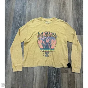 Textured Weave Pattern SelfFabric Binding Top Long Sleeve By Vinyl Icons In Yellow, Size: L