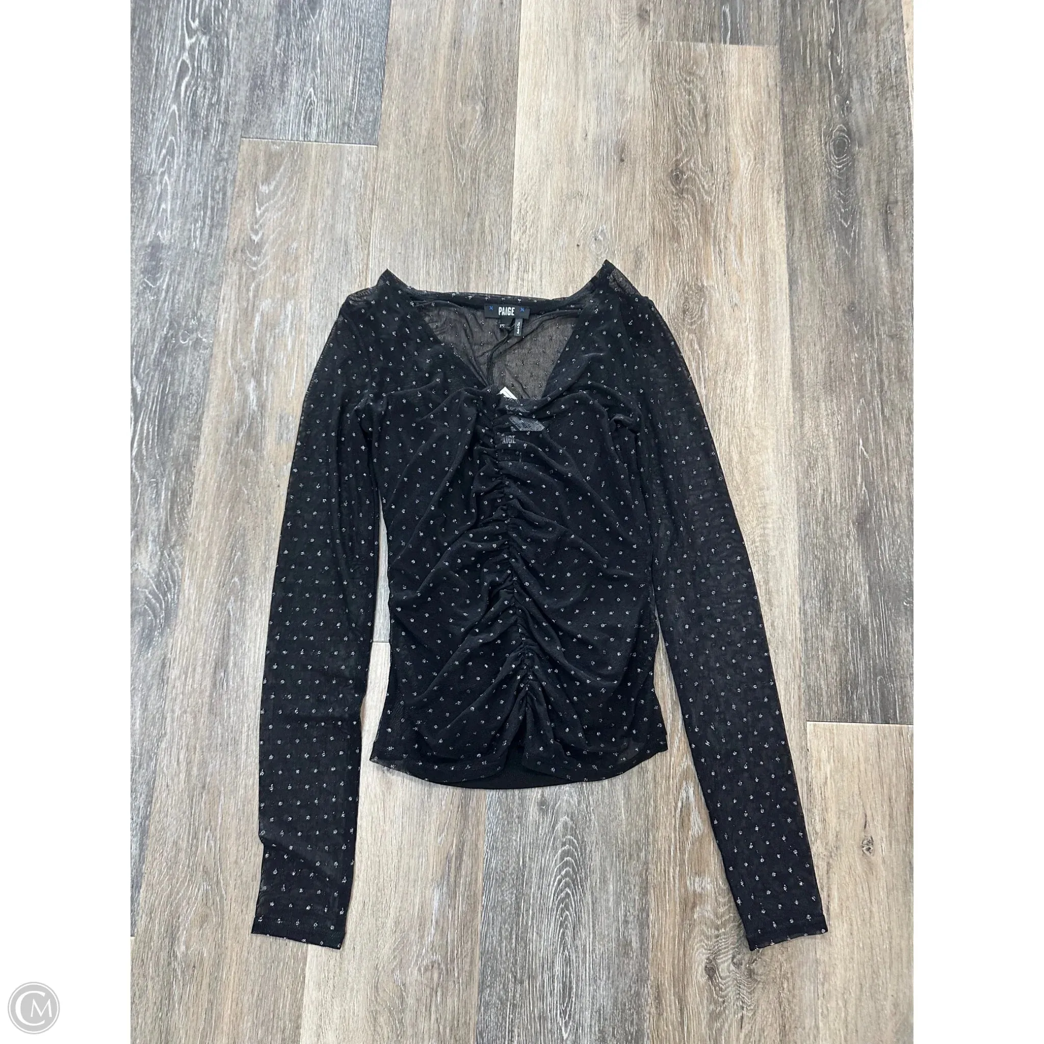 AbrasionResistantEdging All Purpose Casual Cut Top Long Sleeve Designer By Paige In Black, Size: Xs