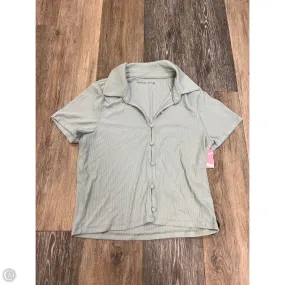 Printed Hoodie MeshPanel Top Short Sleeve By Abercrombie And Fitch In Blue, Size: M