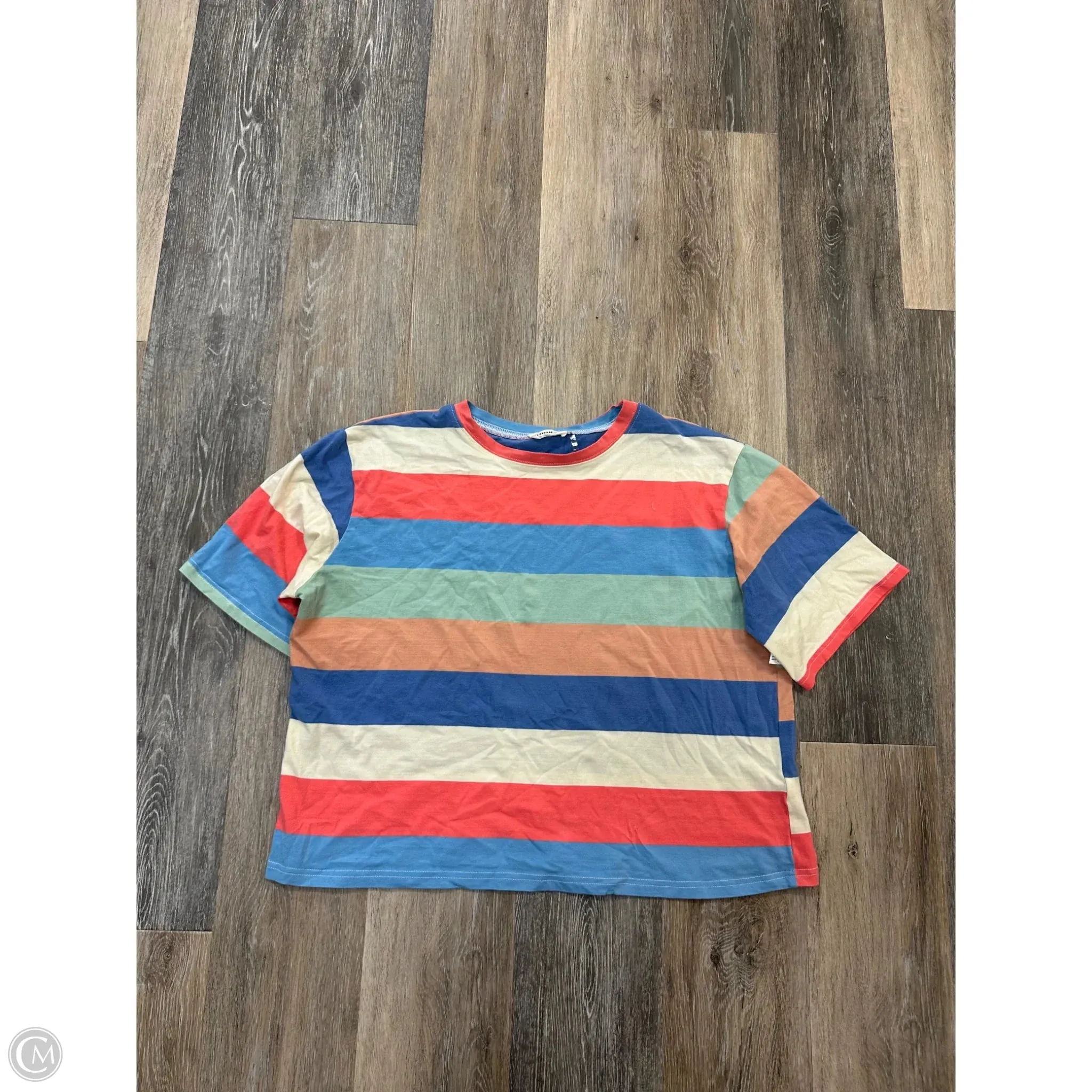 Top Short Sleeve By Adora In Striped Pattern, Size: M Quick Dry Fabric Garment Dyed Finish