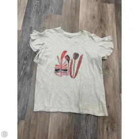 Top Short Sleeve By Anthropologie In Tan, Size: S Tagless Comfort Collar