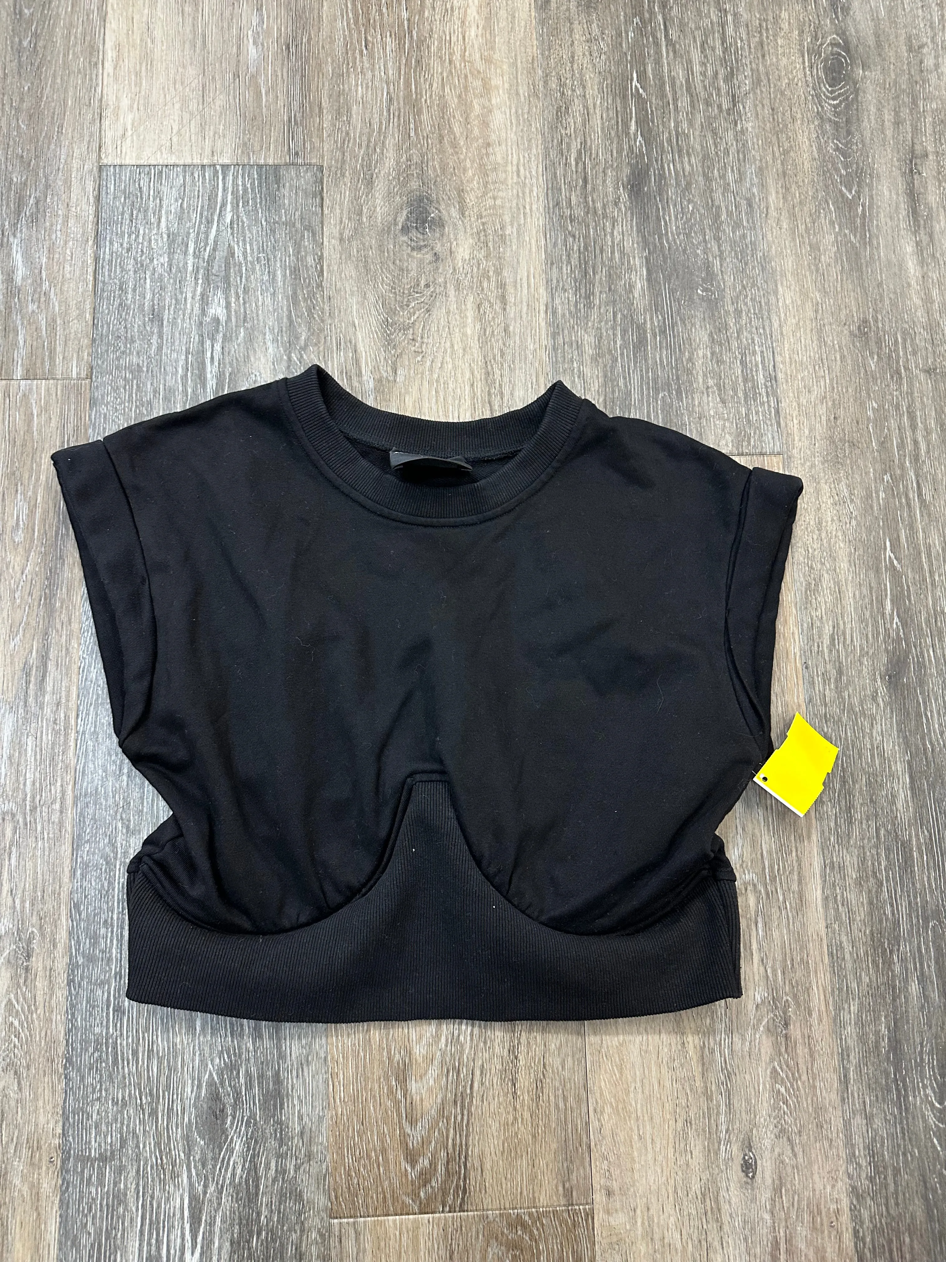 DoubleLayered Top Short Sleeve By Kittenish In Black, Size: L