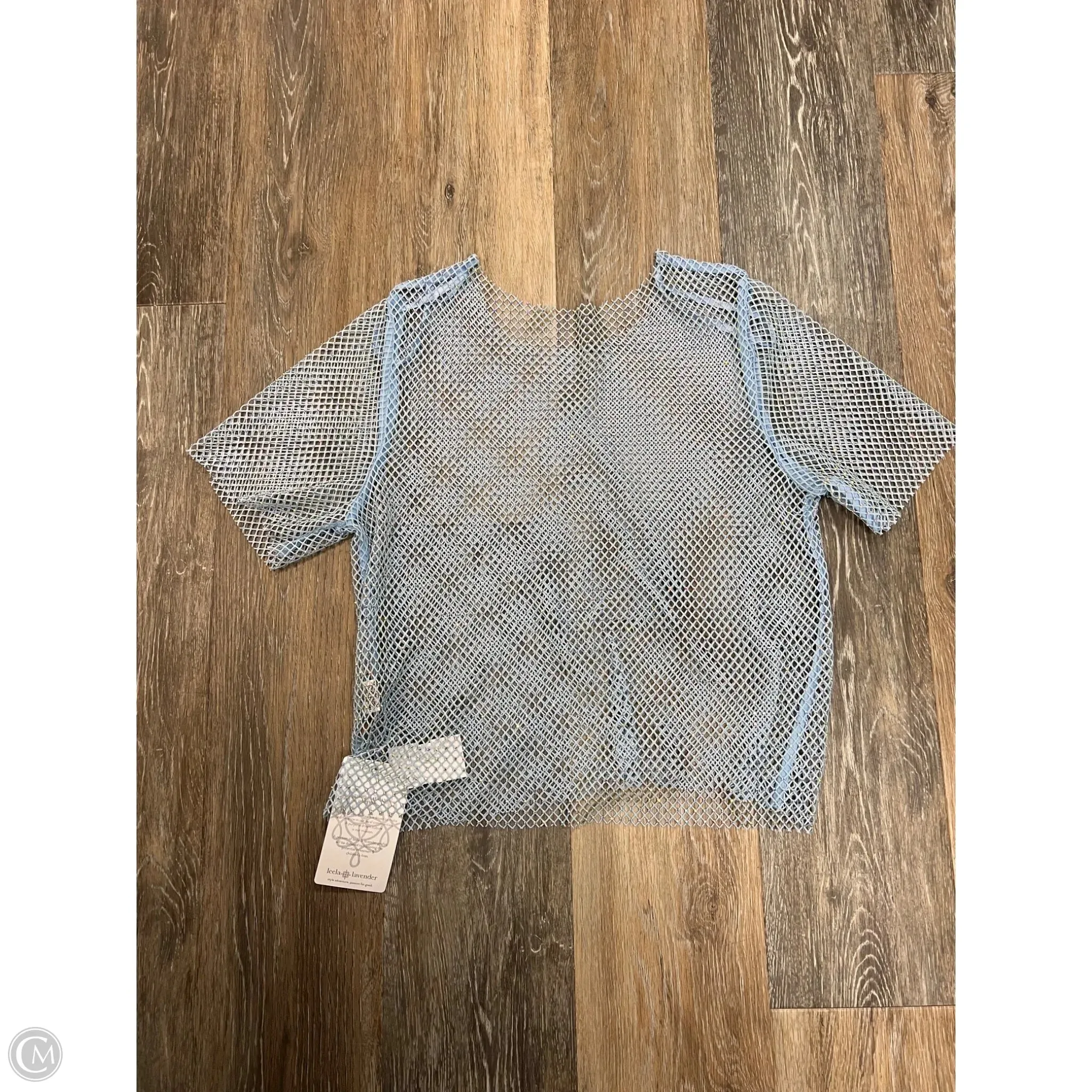 Hidden Pocket Design BreathableBack Top Short Sleeve By Leela and Lavender In Blue, Size: S