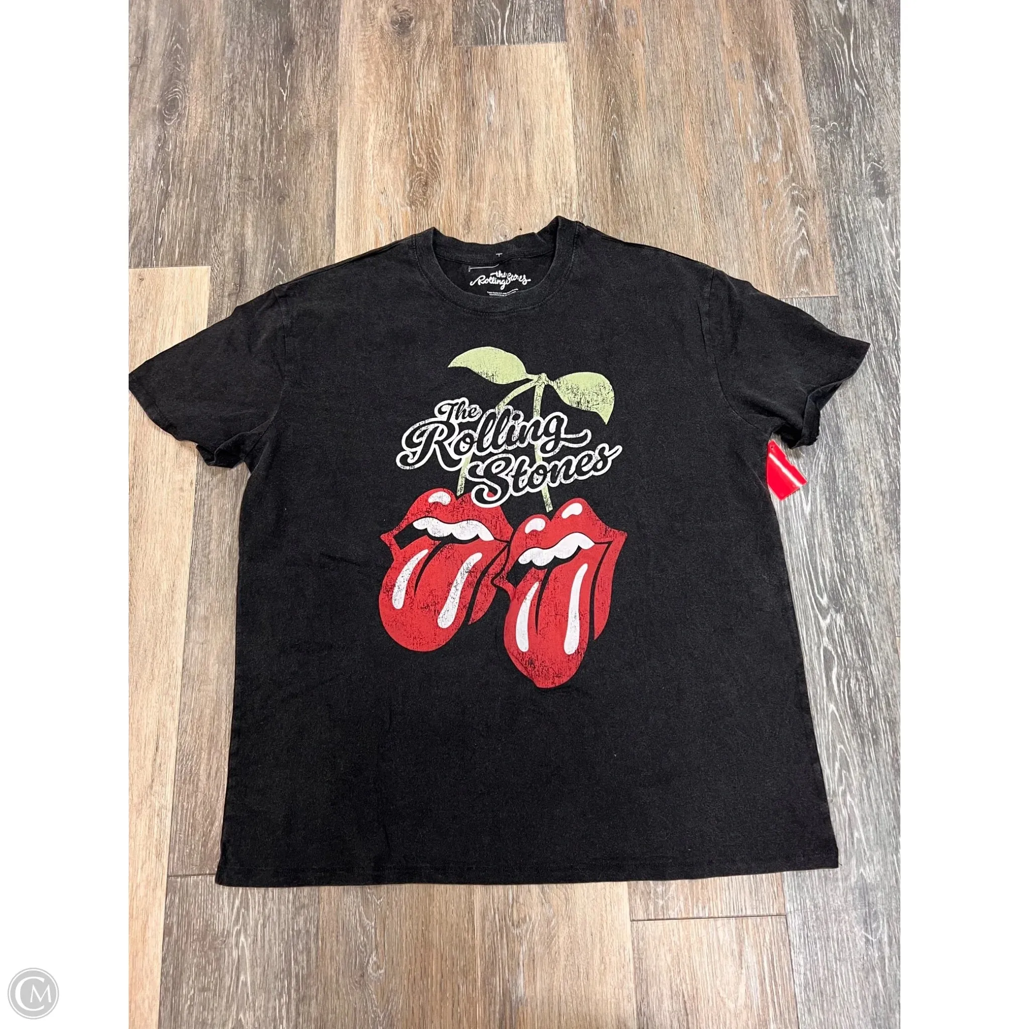 Top Short Sleeve By Rolling Stones In Black, Size: L Soft Touch Fabric Tear Resistant Fiber Blend