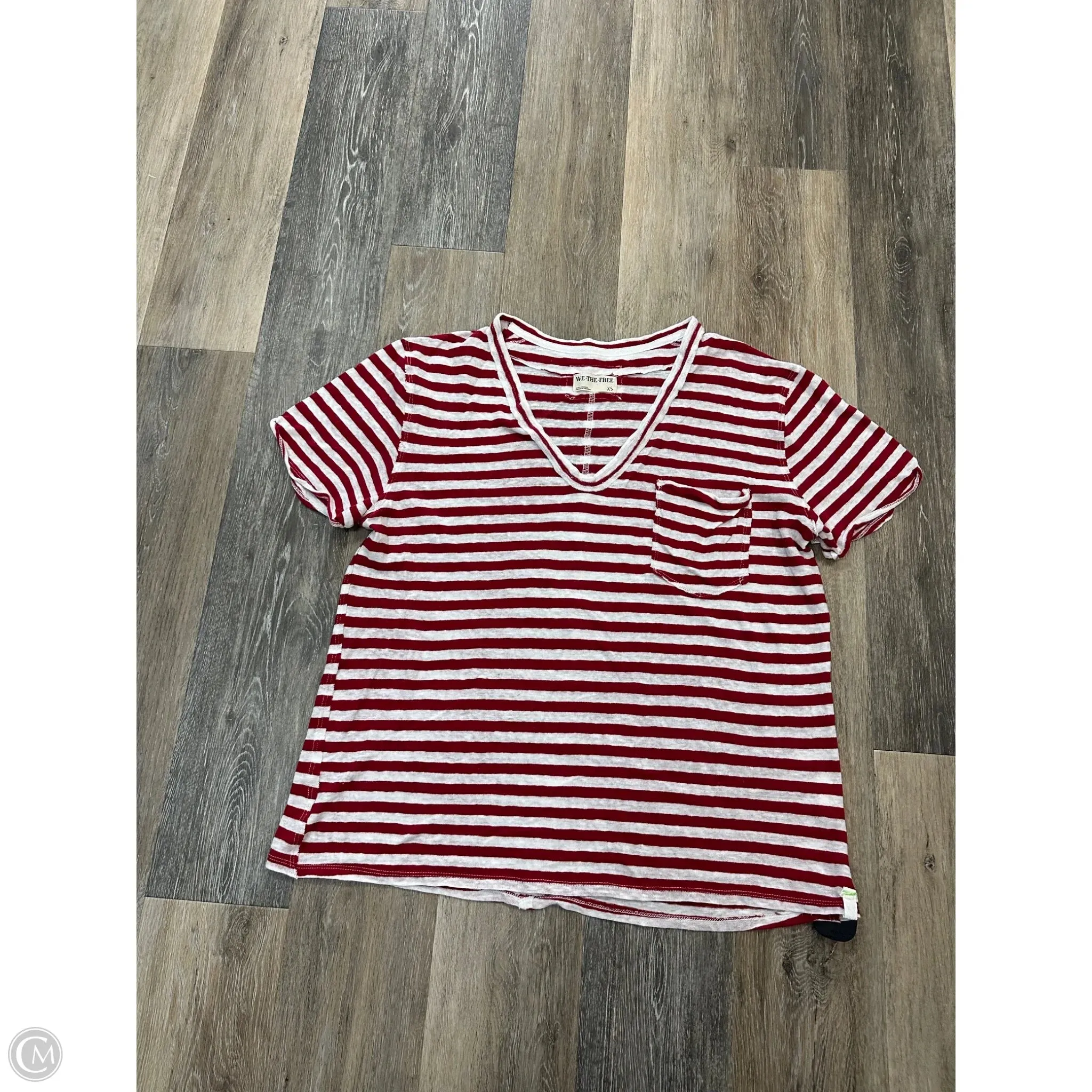 Top Short Sleeve By We The Free In Striped Pattern, Size: Xs Minimalist Cuff Trendy Cardigan
