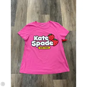 Professional Cut Recycled Polyester Blend Top Short Sleeve Designer By Kate Spade In Pink, Size: M