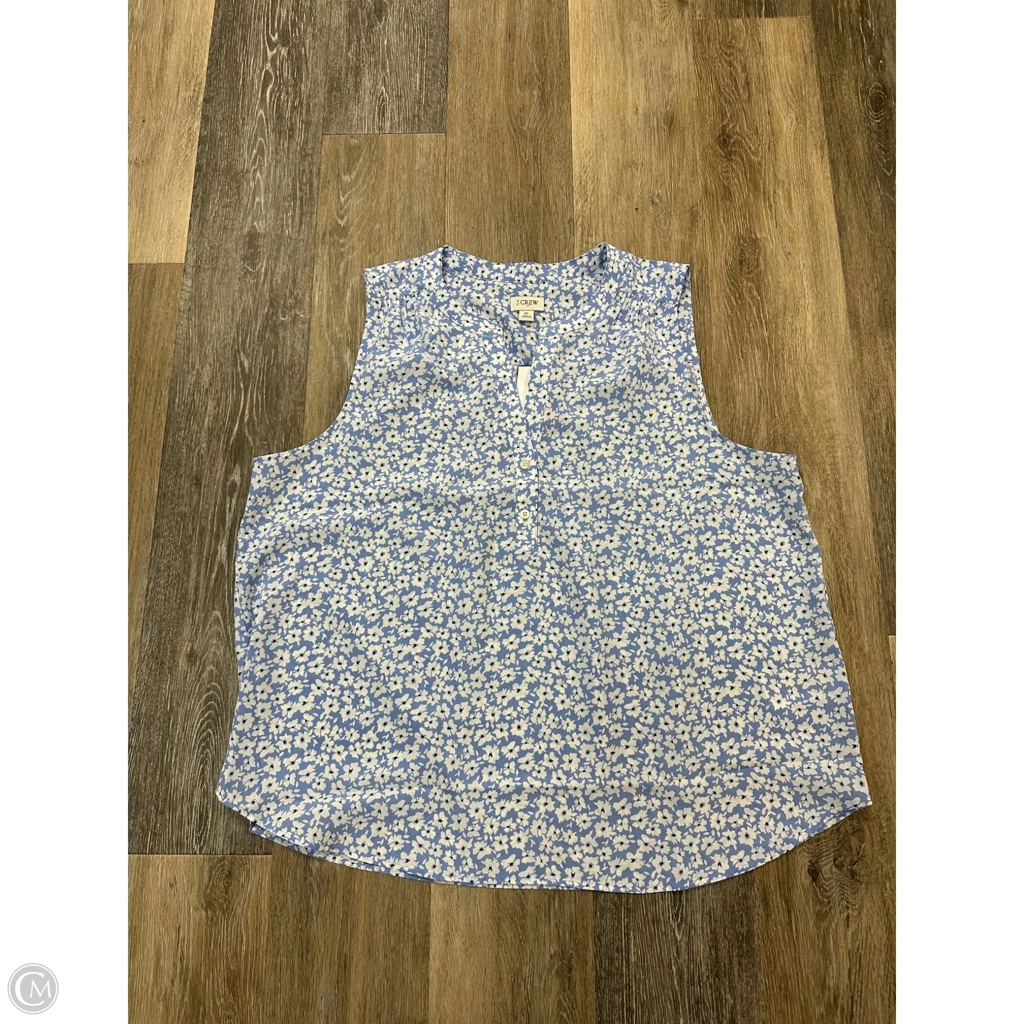 Double Layered Hem Reinforcement Top Sleeveless By J. Crew In Blue, Size: Xl
