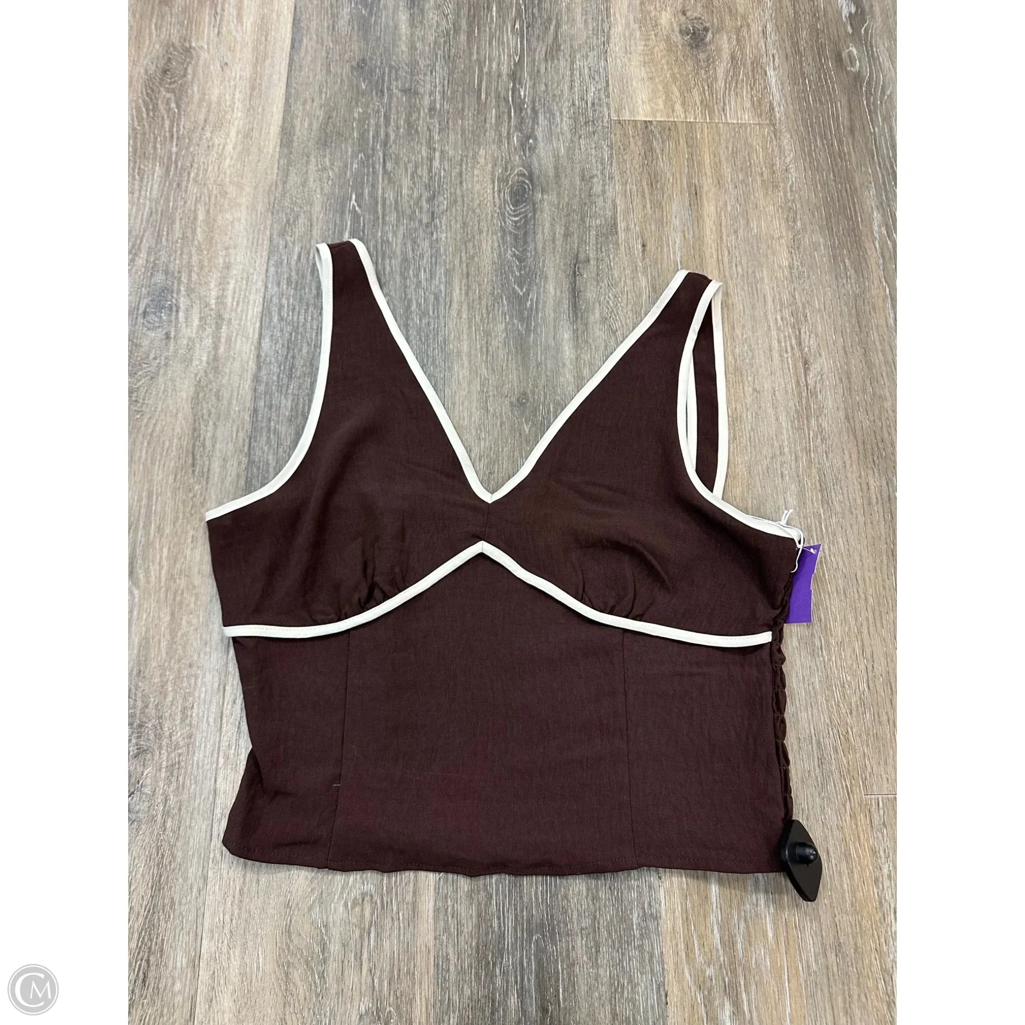 WrinkleFree Fabric Top Sleeveless By Sienna Sky In Brown, Size: Xl